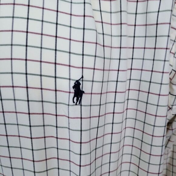 RALPH LAUREN Long Sleeve Button Down Shirt Cream / Ivory Plaid Men's Size XL - Picture 7 of 10